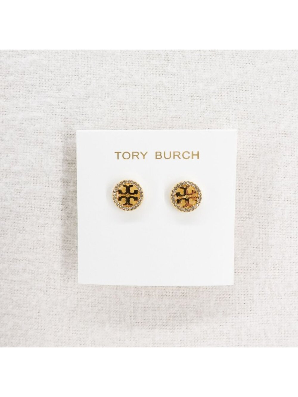 Tory Burch Miller Pavé Stud Earrings Gold/Crystal OS